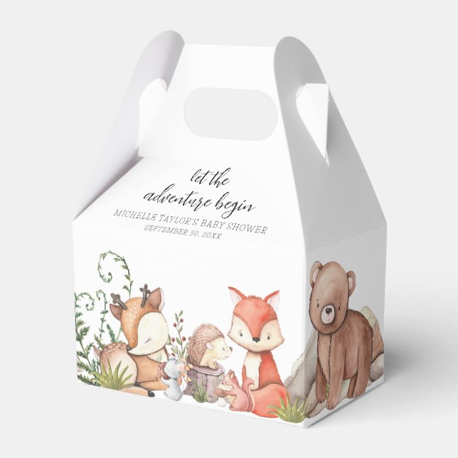 Sweet Woodland Animal Baby shower Favour Box (Front Side)