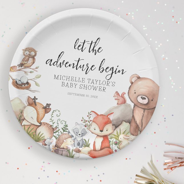 Sweet Woodland Animal Baby shower Paper Plates (Creator Uploaded)
