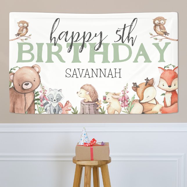 Sweet Woodland Animal Birthday Party Banner (Creator Uploaded)