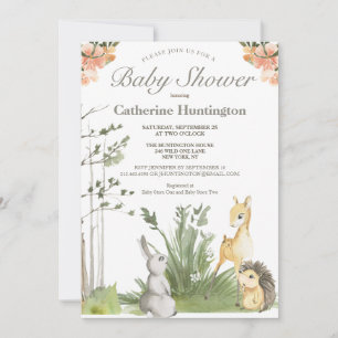 Sweet Woodland Animals Baby Shower Books for Baby Invitation