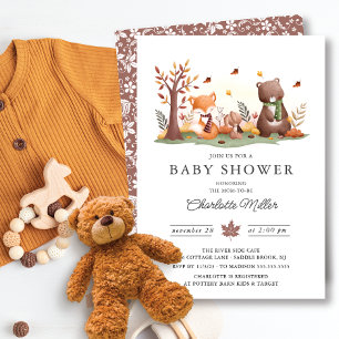 Sweet Woodland Animals Baby Shower Invitation