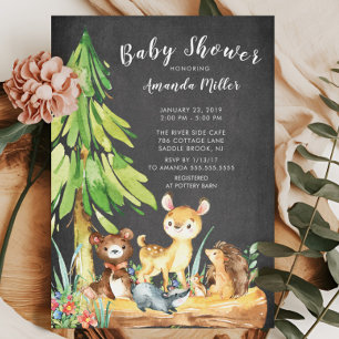 Sweet Woodland Animals Baby Shower Invitation