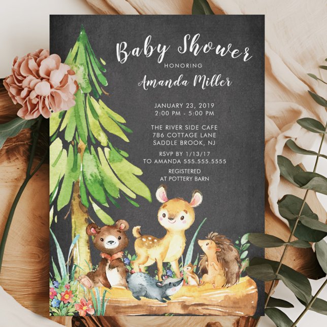 Sweet Woodland Animals Baby Shower Invitation (Creator Uploaded)