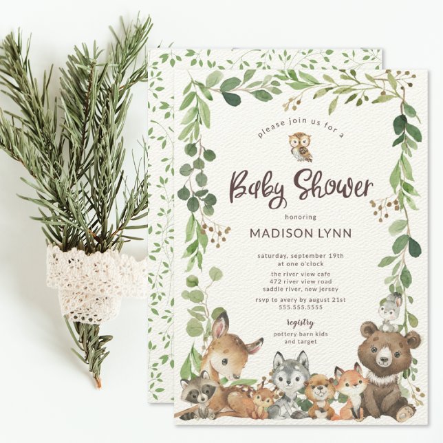 Sweet Woodland Animals Baby Shower Invitation (Creator Uploaded)