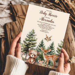 Sweet Woodland Animals Baby Shower  Invitation
