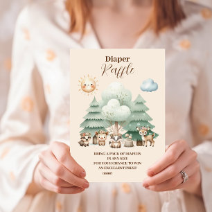 Sweet Woodland Animals Diapper Raffle Enclosure Card