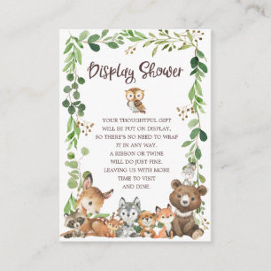 Sweet Woodland Animals Gift Display Shower  Enclosure Card