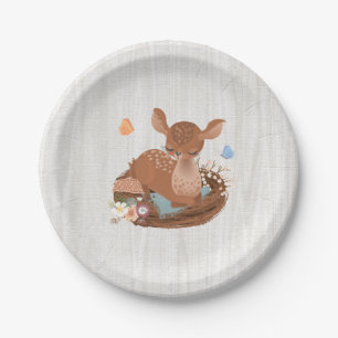 Sweet woodland baby deer baby shower paper plates