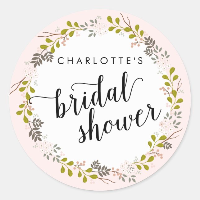 Sweet Woodland Floral Garden Bridal Shower Classic Round Sticker (Front)