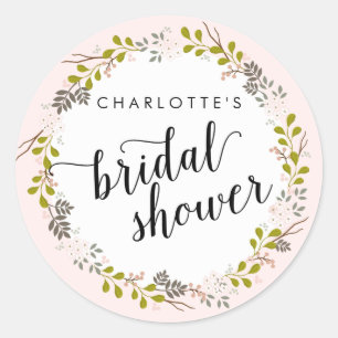 Sweet Woodland Floral Garden Bridal Shower Classic Round Sticker