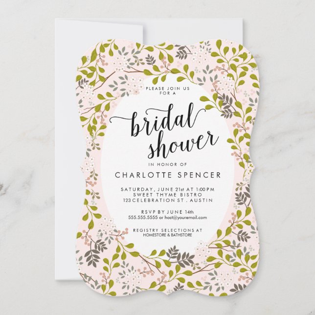 Sweet Woodland Floral Garden Bridal Shower Invitation (Front)