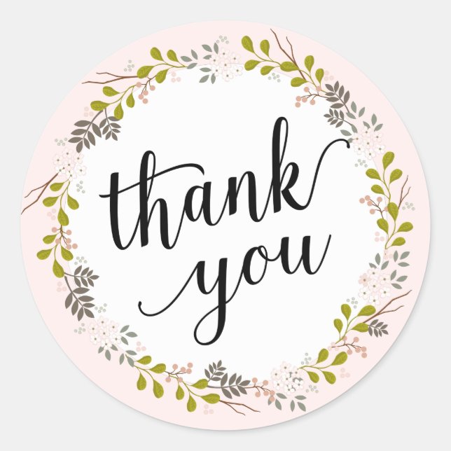 Sweet Woodland Floral Garden Thank You Sticker (Front)