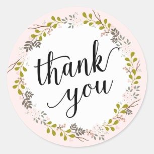 Sweet Woodland Floral Garden Thank You Sticker