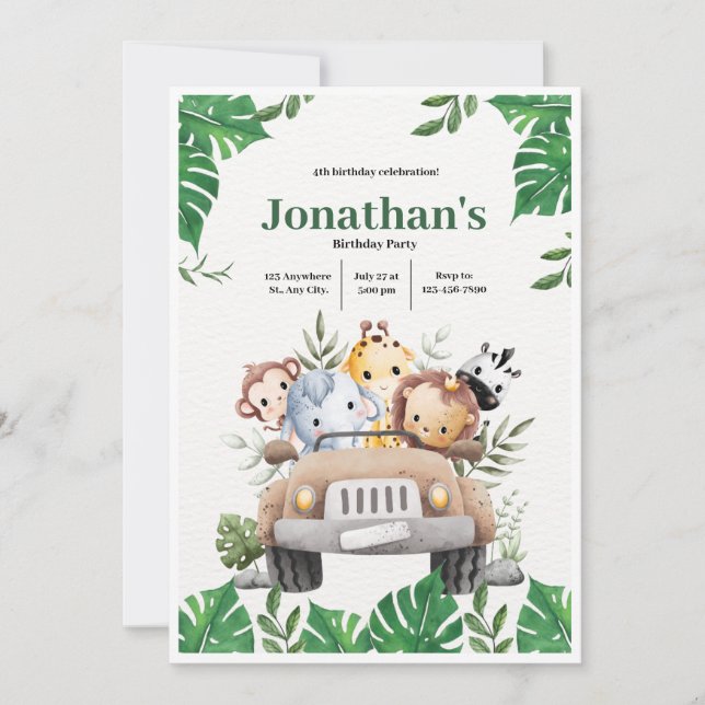 Sweet Woodland Forest Animals 4st Birthday Boy Invitation (Front)