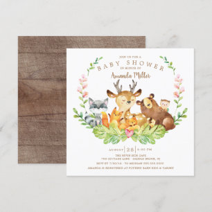 Sweet Woodland Forest Animals Baby Shower Invitation