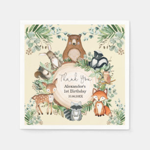 Sweet Woodland Forest Friends Birthday Party Napkin