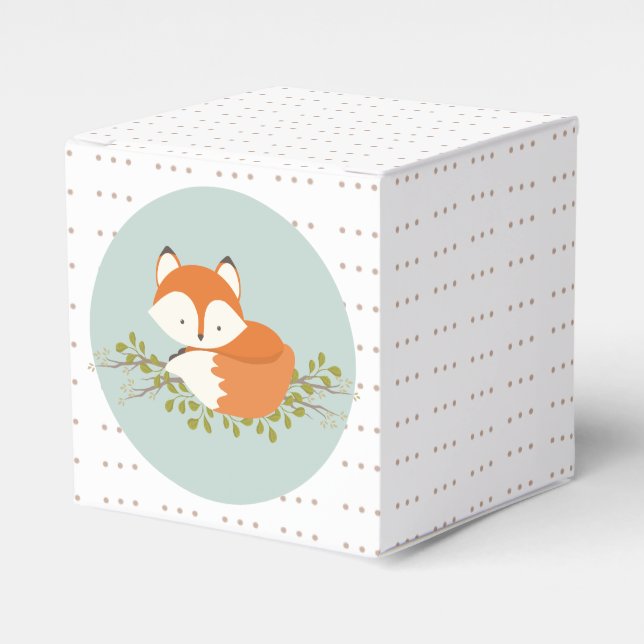 Sweet Woodland Fox Baby Favour Box (Front Side)