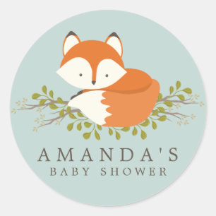 Sweet Woodland Fox Baby Shower Favour Seal
