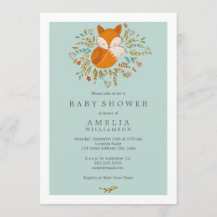Sweet Woodland Fox Baby Shower Invitation