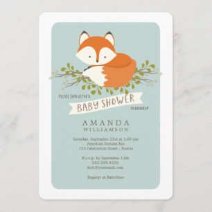 Sweet Woodland Fox Baby Shower Invitation