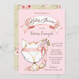 Sweet Woodland Fox Baby Shower Invitations