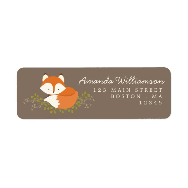 Sweet Woodland Fox Nature Address Label (Front)