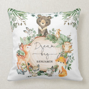 Sweet Woodland Greenery Baby Animals Nursery Cushion