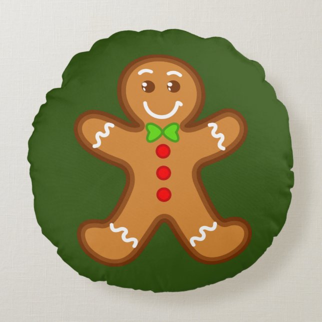 sweet XmaS gingerbread man 1 back colour Round Cushion (Front)