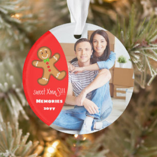 sweet XmaS gingerbread man Editable text-Red Ornament