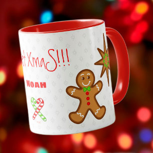 sweet XmaS Gingerbread Pals-Candy Cane on white Mug