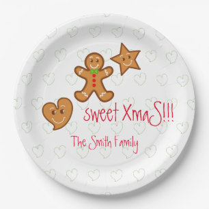 sweet XmaS gingerbread pals Custom Text on White Paper Plate