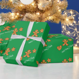 sweet XmaS gingerbread pals-Green Wrapping Paper