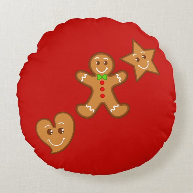 sweet XmaS gingerbread pals Pattern 2 back colours Round Cushion (Front)