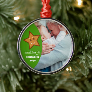 sweet XmaS gingerbread Star Editable-Photo-Green Metal Tree Decoration
