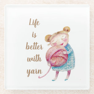 Sweet Yarn Lover Glass Coaster