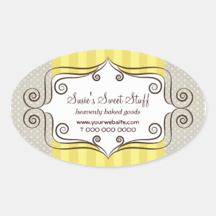 Sweet Yellow and Polka Dots Oval Sticker