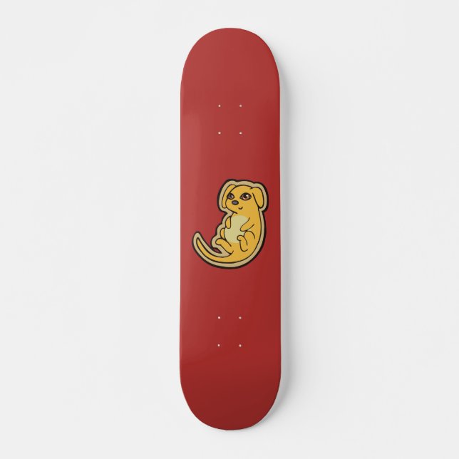 Sweet Yellow And Red Puppy Dog Drawing Design Skateboard (Front)