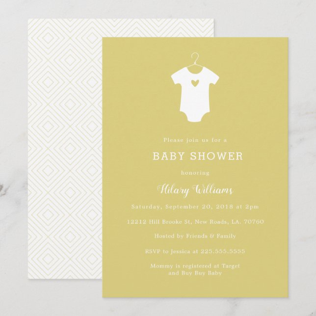 Sweet Yellow Baby Shower Invitations (Front/Back)