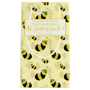 Sweet Yellow Bee and Honeycomb Baby Shower Favours Small Gift Bag