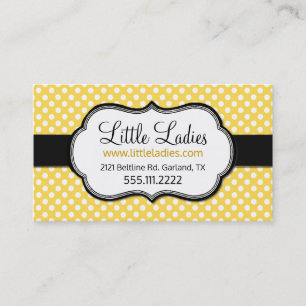 Sweet Yellow & Black Polka Dot Business Card
