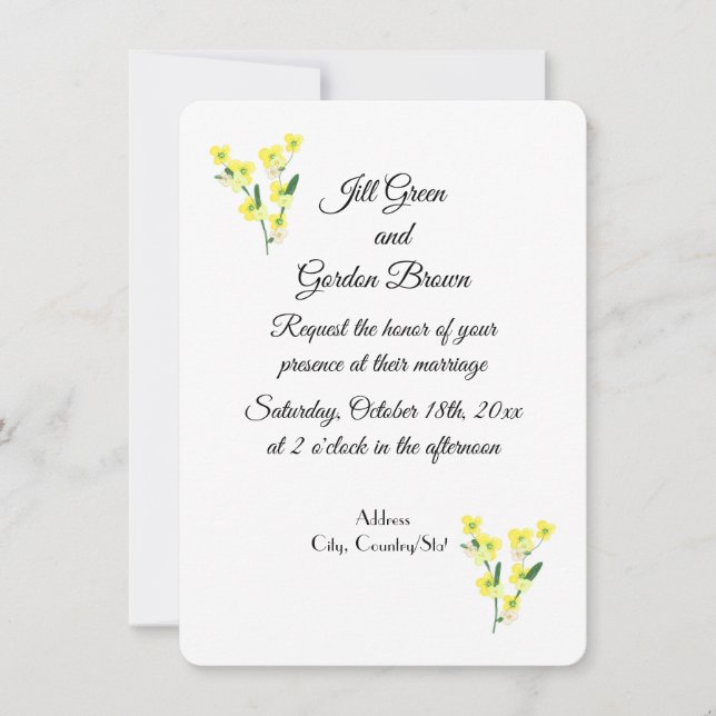 Sweet Yellow Blossoms Invitation (Front)
