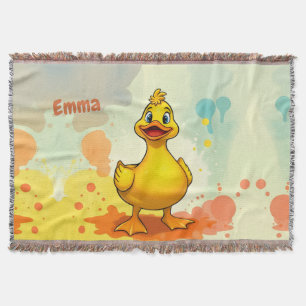 Sweet Yellow Duck Throw Blanket –Personalised Name