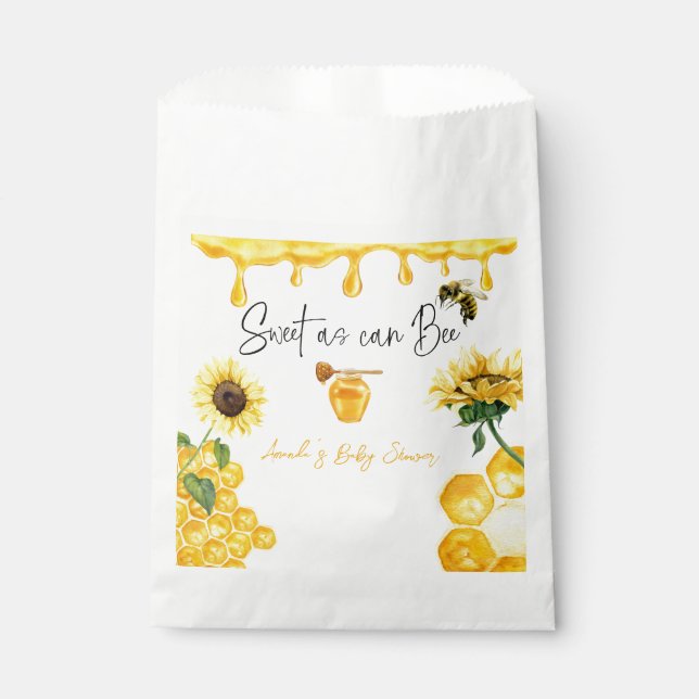 Sweet Yellow Honey Comb Sunflower Bee Baby Shower Favour Bags (Front)
