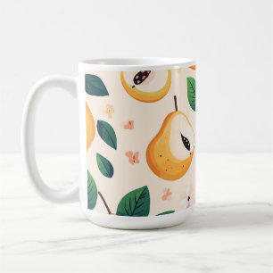 Sweet Yellow Pears and Green Leaves Fruit Pattern Coffee Mug