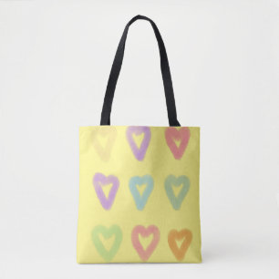 Sweet Yellow Soft Pretty Pastel Soft Heart Tote Bag