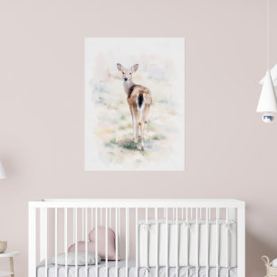 Sweet Young Deer Watercolor Art Print