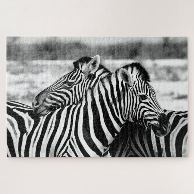 Sweet Zebra Couple black and white, Jigsaw Puzzle (Horizontal)