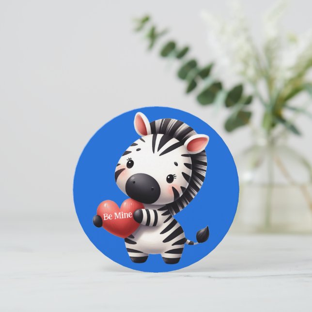 Sweet Zebra Valentine Card (Standing Front)