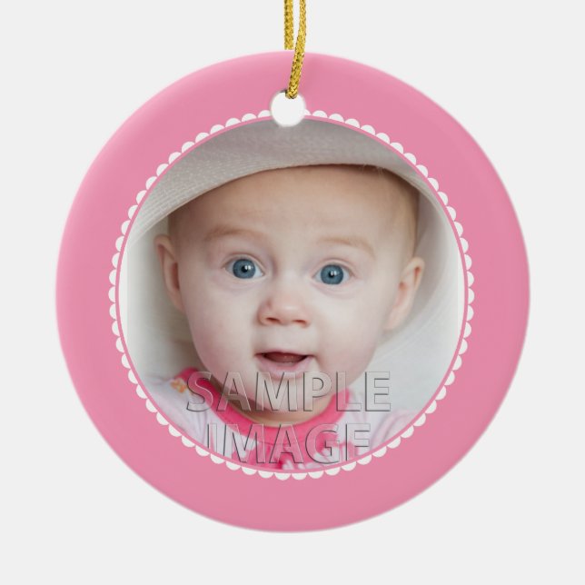 SweetBabyCarrots Babys First Christmas Pink Ceramic Tree Decoration (Front)