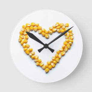 Sweetcorn Heart Round Clock